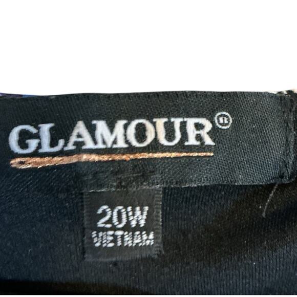 Glamour 2OW Blue Black & White Paisley Print Career Dress Tiered Bell Sleeves - Picture 2 of 10